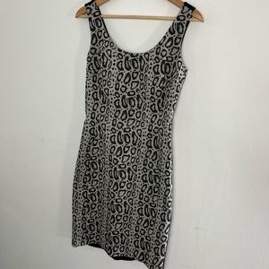 Diane Von Furstenberg - Tan Leopard Print & Black Bodycon Dress Size 4